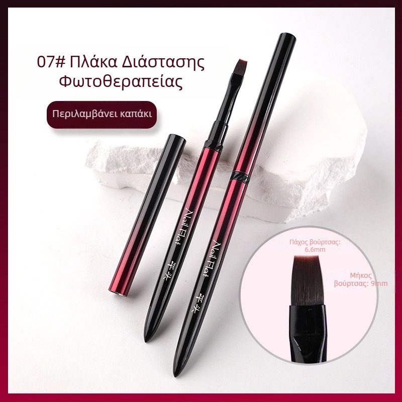 Σετ εργαλείων νυχιών για εφαρμογή gel με κεφαλές βούρτσας επίπεδη, κυκλική, τετράγωνη και οβάλ; 4 τεμάχια με μακριά μεταλλικά κοντάρια; φωτοθεραπευτική πένα