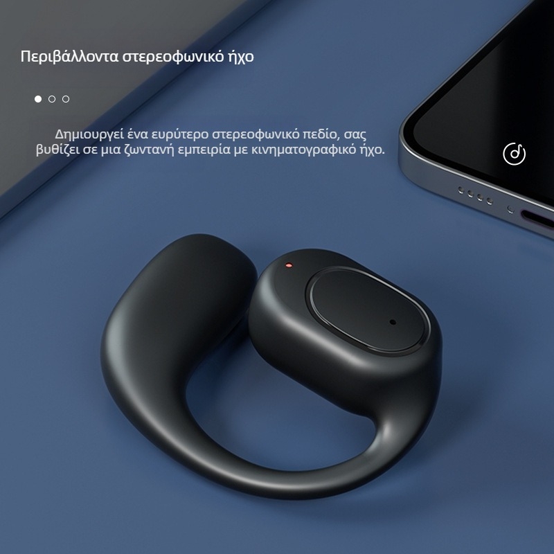 Ασύρματα ακουστικά Bluetooth με μεταφορά οστών, εμβέλεια 10 μ., σχέδιο κρεμαστό για το αυτί, υποστηρίζουν κλήσεις και μουσική, Bluetooth 5.0, έως 4 ώρες ζωής μπαταρίας