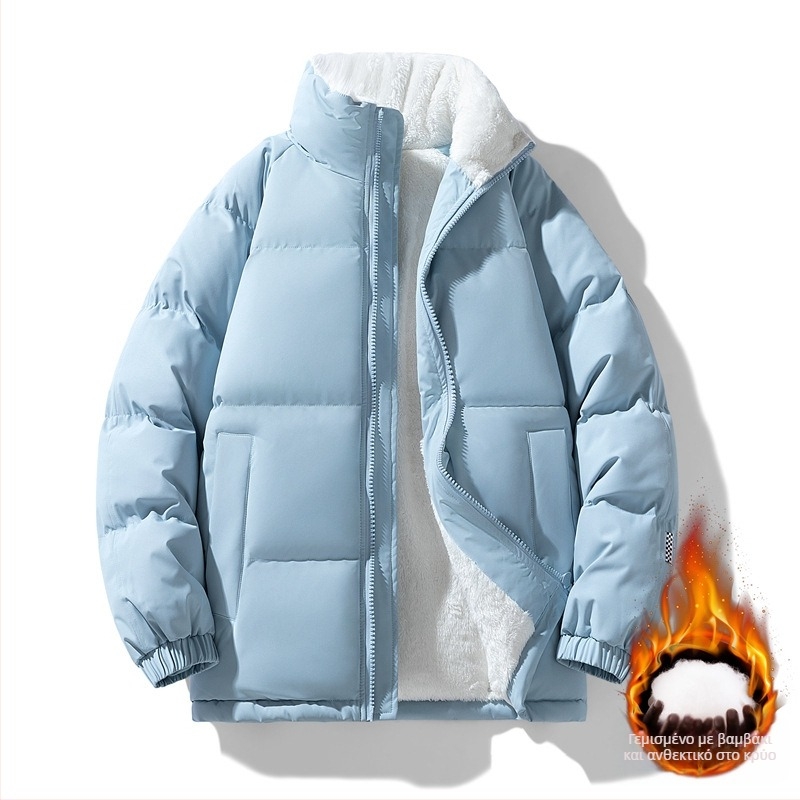 Unisex παλτό chenille από βαμβάκι, με σταθερό γιακά, επένδυση από ακέτα, γέμισμα πολυεστέρα-βαμβάκι, φθινοπωρινό-χειμερινό