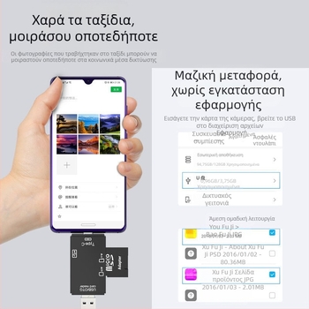 Αναγνώστης καρτών USB 6-σε-1 – υψηλής ταχύτητας USB, SD/TF υποστήριξη, συμβατό με USB-C/Android, για PC