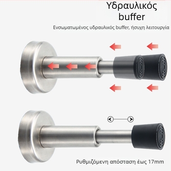Ανοξείδωτος τοίχου stopper για πόρτα με αντικρούση, παχύτερη κορυφή από καουτσούκ, μοντέλο 008, γυαλιστερή επιφάνεια