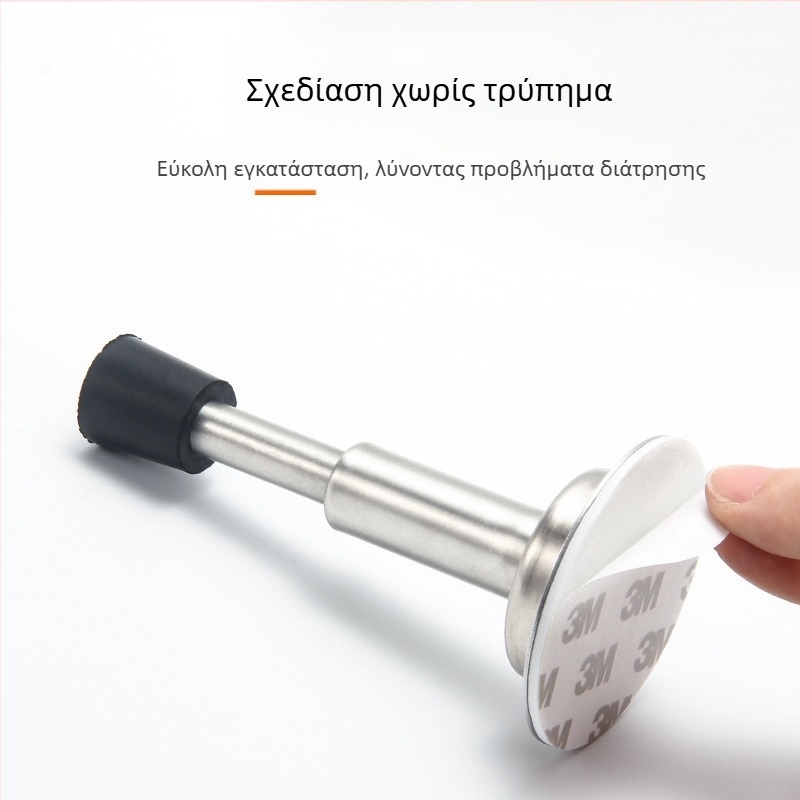 Ανοξείδωτος τοίχου stopper για πόρτα με αντικρούση, παχύτερη κορυφή από καουτσούκ, μοντέλο 008, γυαλιστερή επιφάνεια