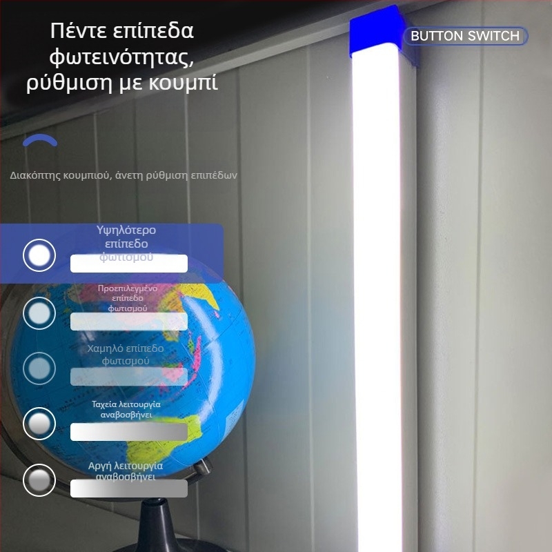 Λάμπα LED επαναφορτιζόμενη με μαγνητική ανάρτηση, USB φως ανάγκης, είσοδος 5V, ενσωματωμένη μπαταρία λιθίου, ρυθμιζόμενη φωτεινότητα