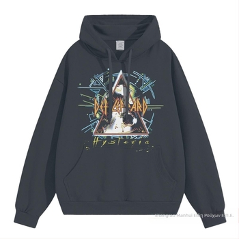 Φούτερ με κουκούλα – χωρίς γιακά, μοτίβο ροκ μουσικής, χαλαρή γραμμή, για άνδρες, Άνοιξη 2025