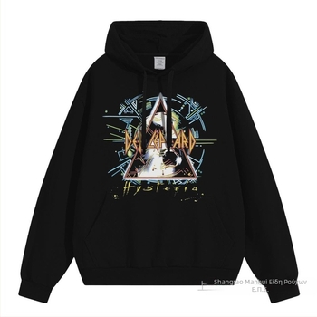 Φούτερ με κουκούλα – χωρίς γιακά, μοτίβο ροκ μουσικής, χαλαρή γραμμή, για άνδρες, Άνοιξη 2025