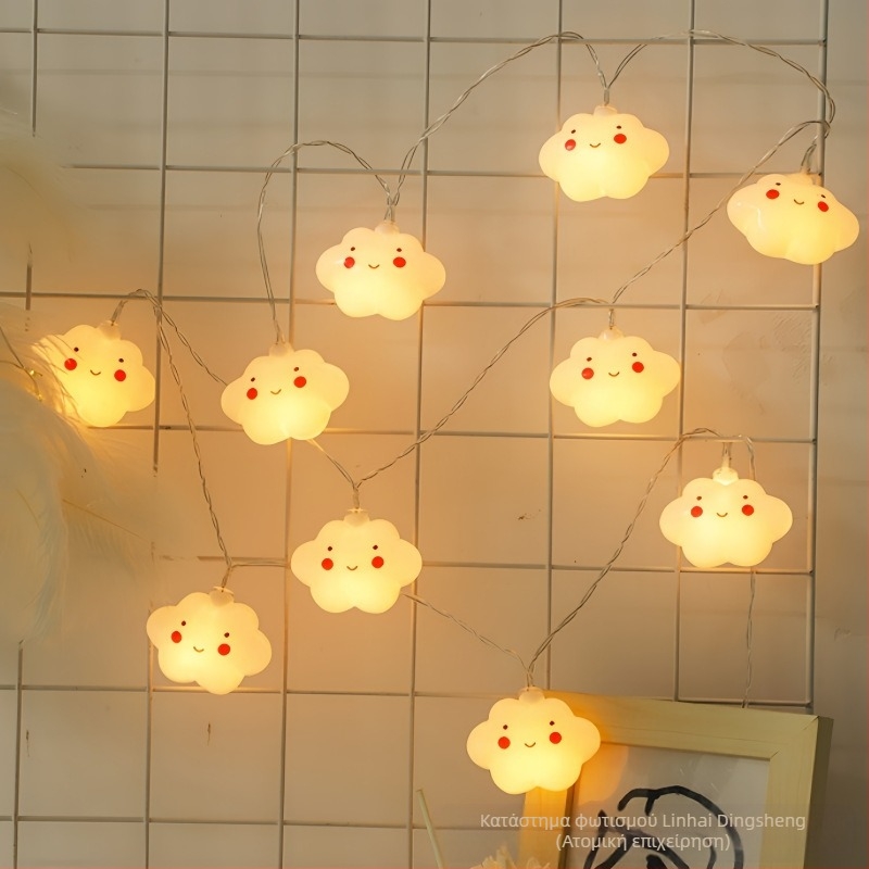 LED αλυσίδα φώτων με συννεφάκια, ουράνιο τόξο και αστέρια για εξωτερικό κάμπινγκ — φορητά αναβοσβήνοντα διακοσμητικά φώτα