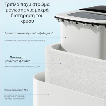 Leshi παγοπαραγωγός ZB08 – 220V, 100W, χωρητικότητα 1,5 L, κατάλληλο για 1–5 ατόμων, πλήρως αυτοματοποιημένος μηχανισμός για στρογγυλούς κύβους πάγου