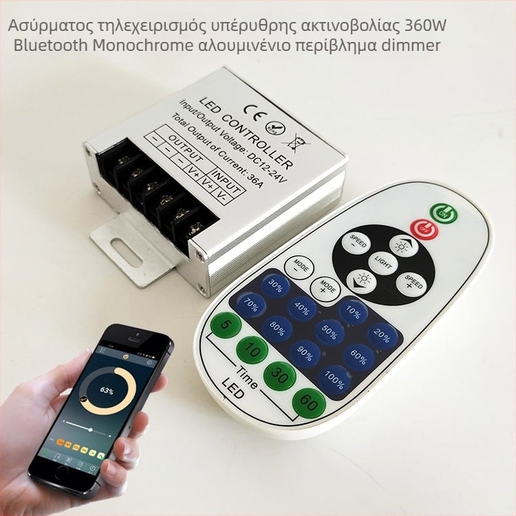 ZHENHUA KY-RF23-D1 RF dimmer για χαμηλής τάσης LED λωρίδες, DC12-24V, RF23-key τηλεχειριστήριο