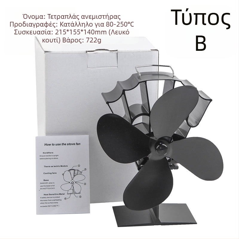 Beizhi Ανεμιστήρας για τζάκι με θερμική ισχύ και αυτόματη εκκίνηση, παρακολούθηση θερμοκρασίας