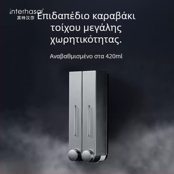 Δοσομετρητής σαπουνιού και σαμπουάν τοίχου από ABS, χειροκίνητη λειτουργία πάτησης, μοντέρνος μινιμαλιστικός σχεδιασμός, μπάνιο και κουζίνα, μάρκα British Hansha