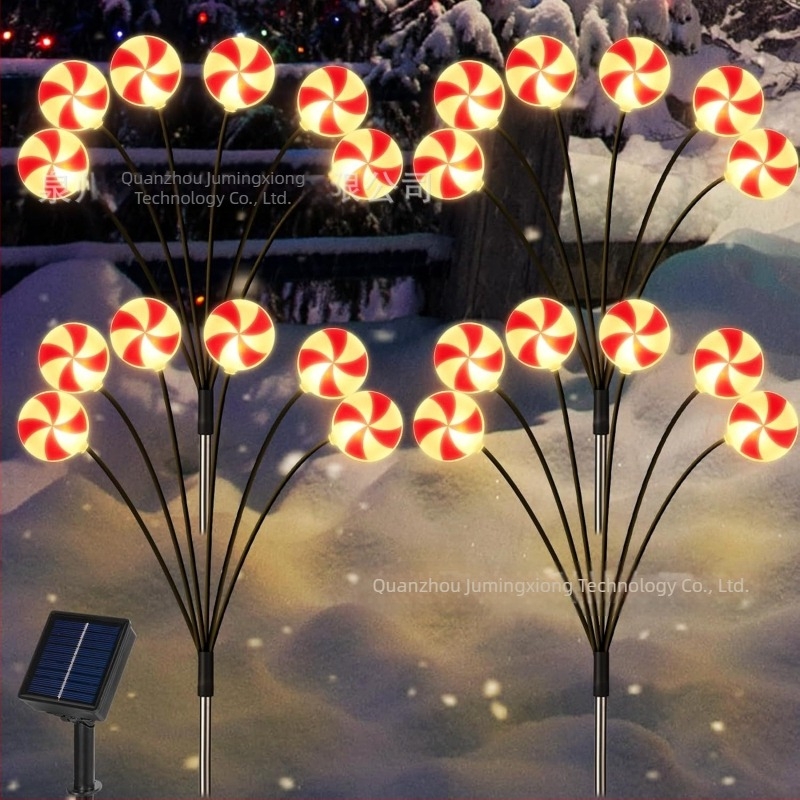 Ηλιακό LED φως σε σχήμα γλειφιτζούρας για εξωτερικό κήπο, μοντέλο D285, μάρκα JMX, χειροκίνητος διακόπτης, τάση 1.2V, διάρκεια φωτισμού 6–12 ωρών