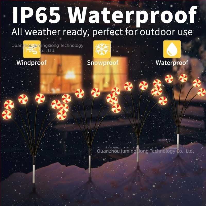 Ηλιακό LED φως σε σχήμα γλειφιτζούρας για εξωτερικό κήπο, μοντέλο D285, μάρκα JMX, χειροκίνητος διακόπτης, τάση 1.2V, διάρκεια φωτισμού 6–12 ωρών