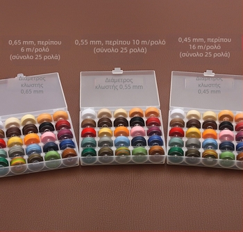 Χειροποίητο κερωμένο νήμα πολυεστέρα, στρογγύλο, κουτί 25 χρωμάτων, για ράψιμο, διαμέτρων 0.45/0.55/0.65 mm
