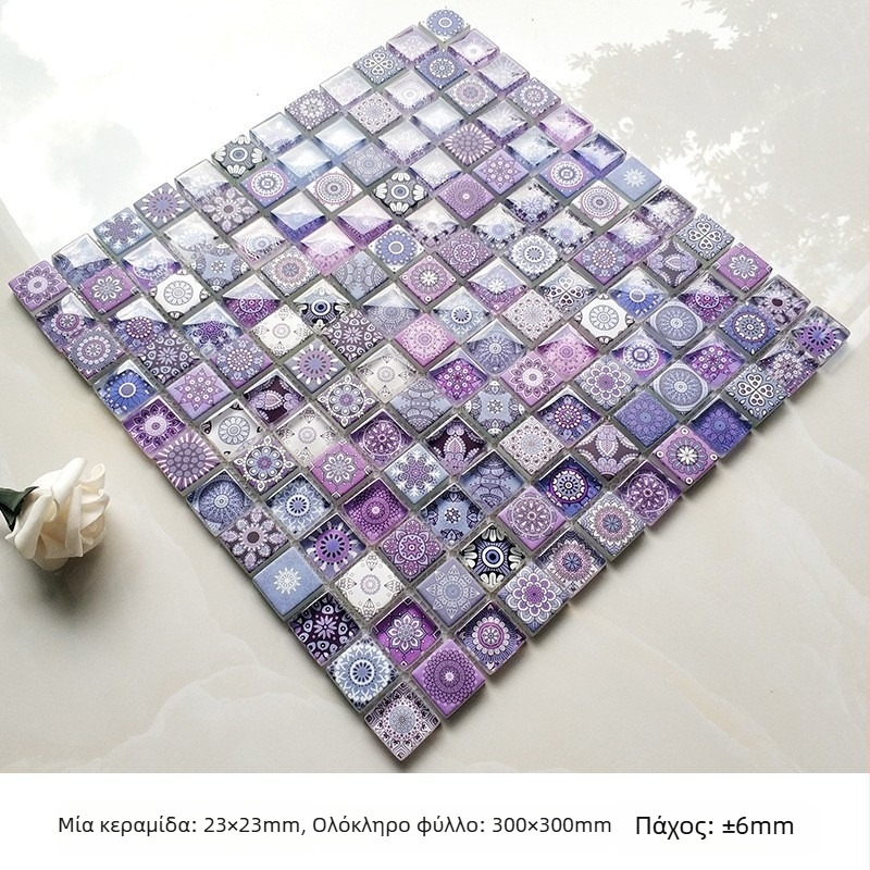 Μωσαϊκό από κρυστάλλινο γυαλί με inkjet εκτύπωση για τοίχους μπάνιου και κουζίνας, απλός και μοντέρνος σχεδιασμός