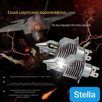 Φανάρι LED μοτοσικλέτας με μήτρα λέιζερ, ενσωματωμένο κοντό και μακρινό φως, τρίδονη λάμπα, μοντέλο H4 (Υλικό: κράμα αλουμινίου αεροπορίας; Τάση: 12–24V; Φωτεινότητα: 12000Lm; Επίπεδο προστασίας: 68)