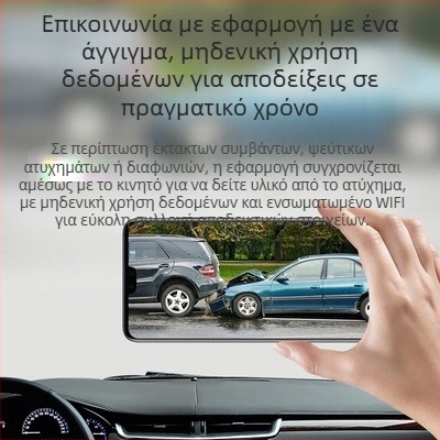 4K κάμερα οδήγησης με WiFi, 170° πεδίο θέασης, 128GB TF κάρτα, κυκλική εγγραφή και παρακολούθηση στάθμευσης