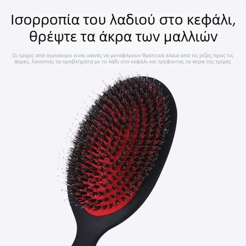 Χτένα με ωοειδή πλάκα από ABS, με αερόμαξιλάρι και μασάζ στο τριχωτό της κεφαλής