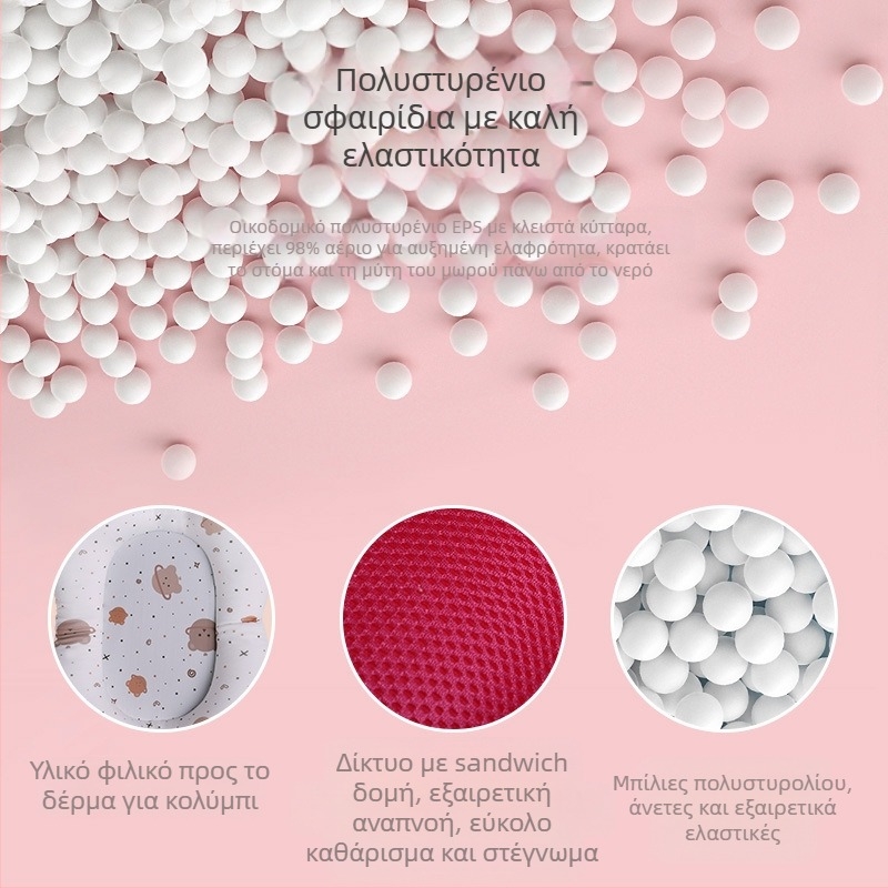 Μωρό χαλάκι μπάνιου με δίκτυο τύπου πλαισίου; υλικό: ελαστικό ύφασμα τεσσάρων κατευθύνσεων + δίχτυ + πλήρωμα πολυεστέρα + PE γάντζος; κατάλληλο για καθίσματα και ξάπλωμα