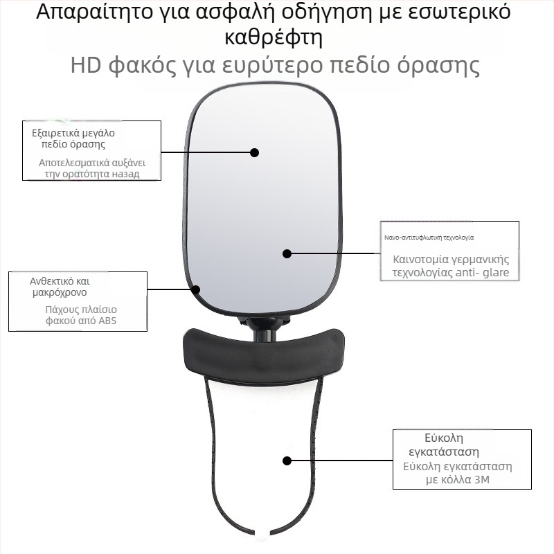 Εσωτερικός καθρέφτης αυτοκινήτου, 360° περιστροφή, ρυθμιζόμενος; καθρέφτης παρακολούθησης μωρού, για οχήματα με τέσσερις τροχούς