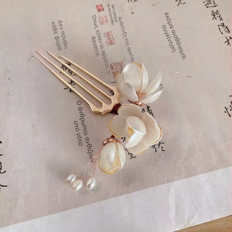 Αξεσουάρ μαλλιών Magnolia: χειροποίητο αξεσουάρ από κράμα, διακόσμηση με λουλούδια, γλυκό σχέδιο, κατάλληλο για φεστιβάλ