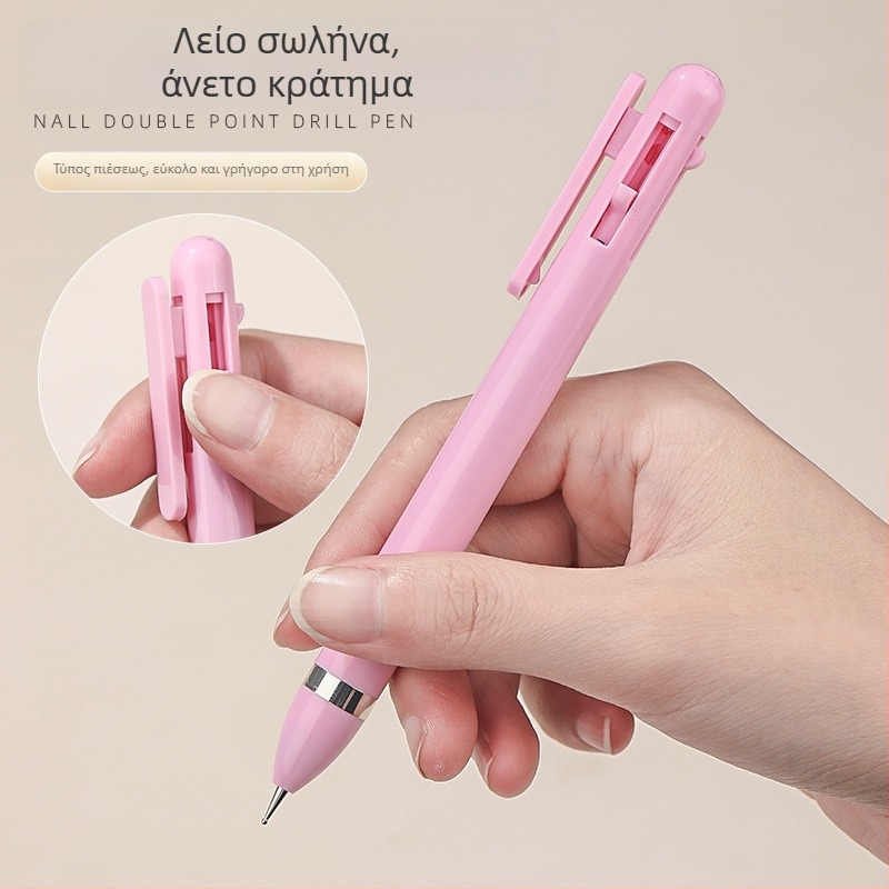 Πένα διάτρησης για μανικιούρ 4-σε-1 με χάντρες και διαμάντια, περιστρεφόμενο εργαλείο, μακριά πλαστική λαβή