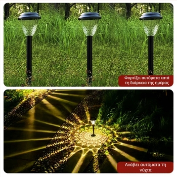 Ηλιακό φωτιστικό κήπου σε σχήμα λουλουδιού, LED πηγή φωτός, μοντέλο XHDM-2408, αυτονομία φωτισμού 6–12 ωρών, διάρκεια ζωής 3 ετών, τάση 1.2V