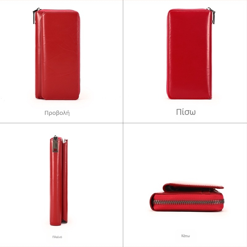 Γυναικείος μακρύς πορτοφόλι - γνήσιο δέρμα από πρώτο στρώμα, σταθερό σχέδιο, ανθεκτικό στη φθορά, επένδυση πολυεστέρα-βαμβάκι