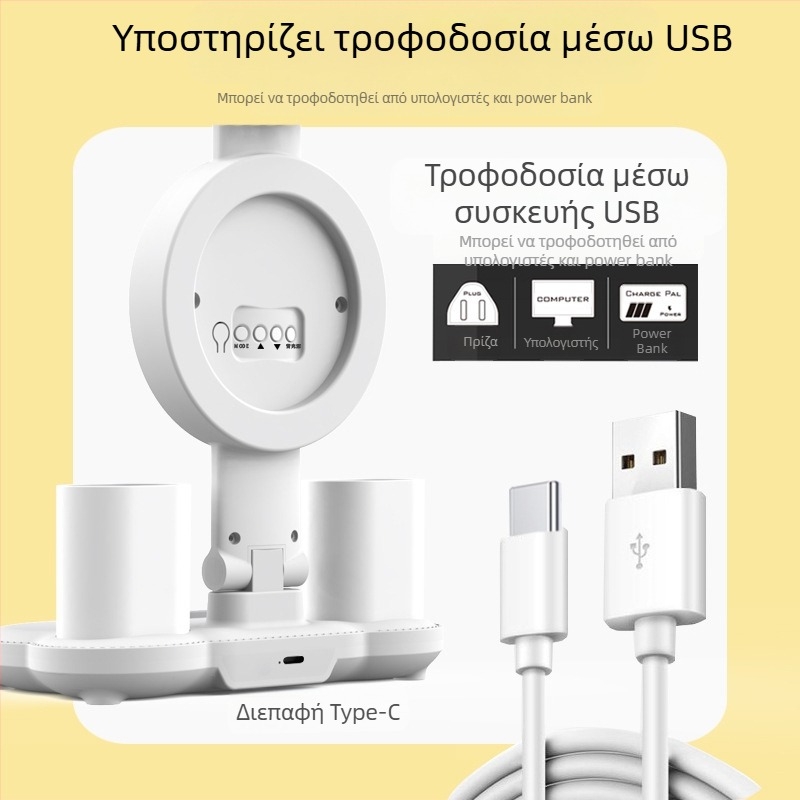 LED φωτιστικό γραφείου με προστασία ματιών, τροφοδοσία USB, έλεγχος αφής, φως μελέτης και φωτισμό περιβάλλοντος, μοντέρνο μινιμαλιστικό στυλ