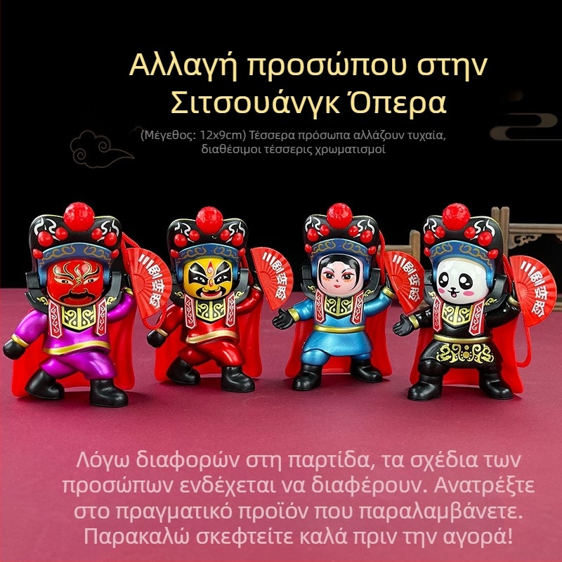 Πλαστική διακοσμητική φιγούρα με αλλαγή προσώπου, εμπνευσμένο από τη Σιτσουάν Όπερα, κινέζικου στυλ (Υλικό: Πλαστικό; Στυλ: Κινέζικο; Διαδικασία παραγωγής: χύτευση με έγχυση; Σχεδιασμός: αλλαγή προσώπου; Χρήση: διακοσμητικό γραφείου)