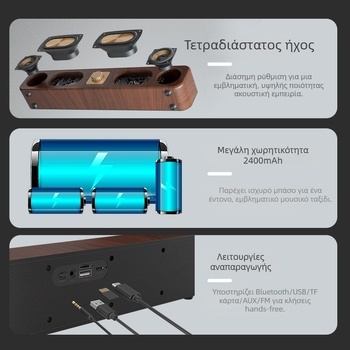 Bluetooth ηχείο με IPX7 αδιαβροχοποίηση, διπλοί οδηγοί ήχου, ισχύς 10W, ενσωματωμένη μπαταρία 1000–1200 mAh, εύρος συχνοτήτων 100 Hz–20 kHz