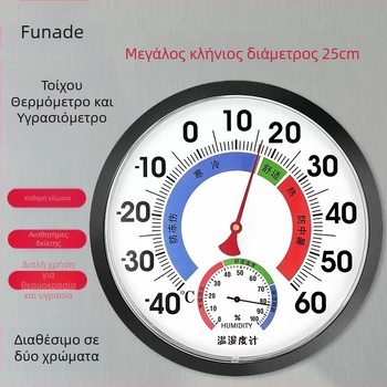 Δείκτης θερμοκρασίας και υγρασίας Funad T25D, υψηλής ακρίβειας για εσωτερική χρήση, εύρος -40 έως 60°C, 0–100% RH, ακρίβεια θερμοκρασίας ±1°C, ακρίβεια υγρασίας ±5% RH
