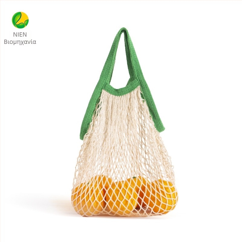 Τσάντα αγορών από βαμβακερό δίχτυ, επαναχρησιμοποιούμενη, χωρίς πάτο ή πλευρές; μεταξοτυπία; βάρος 70 g