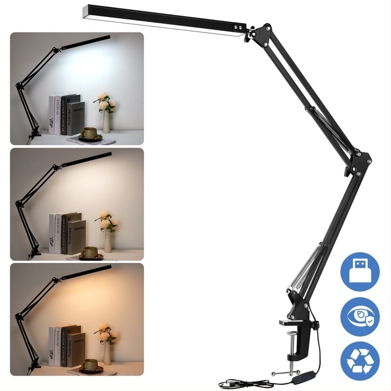 LED γραφείου με προστασία ματιών, USB τροφοδοσία, αλουμινένιο σκιά, CRI 80-89, CE πιστοποιημένο, νυχτερινό φως