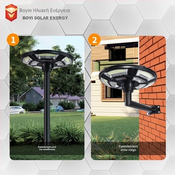 Ηλιακό εξωτερικό LED φως δρόμου για αυλή, IP66 αδιάβροχο, 12–20W, 6V, φωτισμός 6–12 ωρών