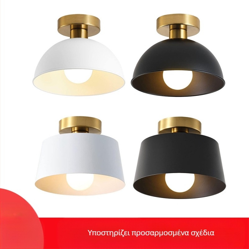 LED λαμπτήρας οροφής, μεταλλικό σώμα και σκιά; κατάλληλος για διαδρόμους και κουζίνες; κάλυψη 5–10 τ.μ.; CRI 80–90