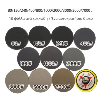 Δίσκος γυαλόχαρτου με φλοκωμένη πλάτη για υγρή και ξηρή χρήση; υλικό: γυαλόχαρτο; μάρκα: 1; σετ: 1; οικιακή χρήση