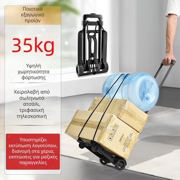 Αναδιπλούμενο δίτροχο καρότσι μεταφοράς (χειριστήριο έλξης, φορητό, χωρητικότητα 35 kg, πλαστική κατασκευή)