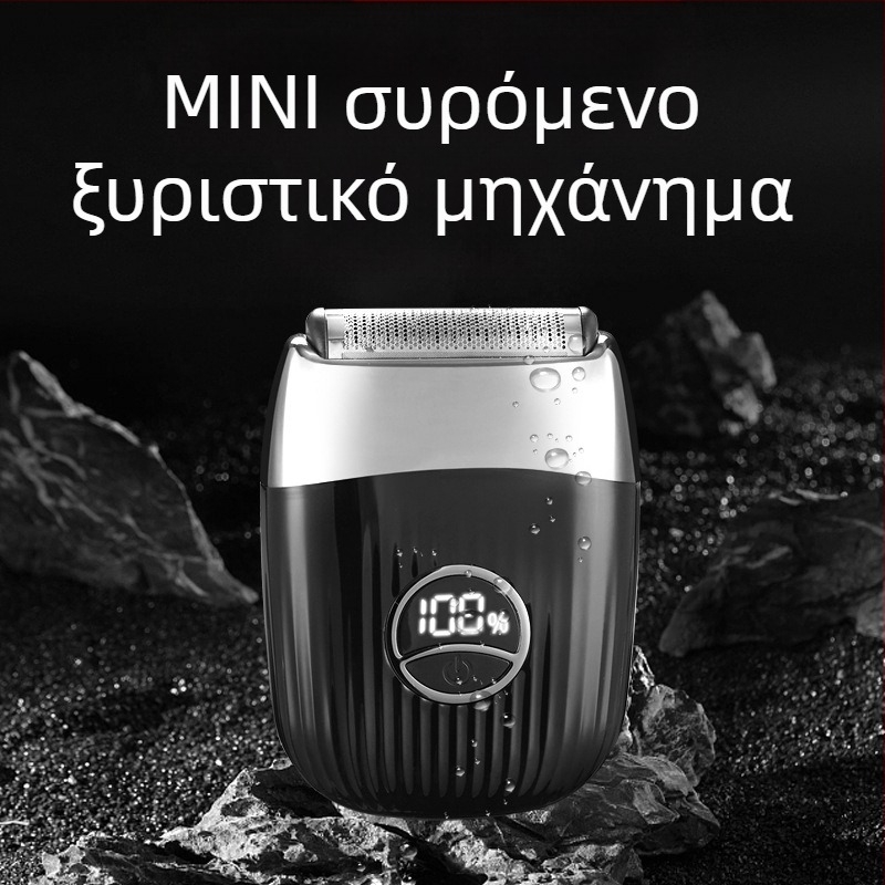 Ηλεκτρική ξυριστική μηχανή με επαναλαμβανόμενη κεφαλή, πλωτή κεφαλή και ρύθμιση γωνίας λεπίδας; LED οθόνη, ενσωματωμένη μπαταρία 500–800 mAh, αυτονομία έως 120 λεπτά
