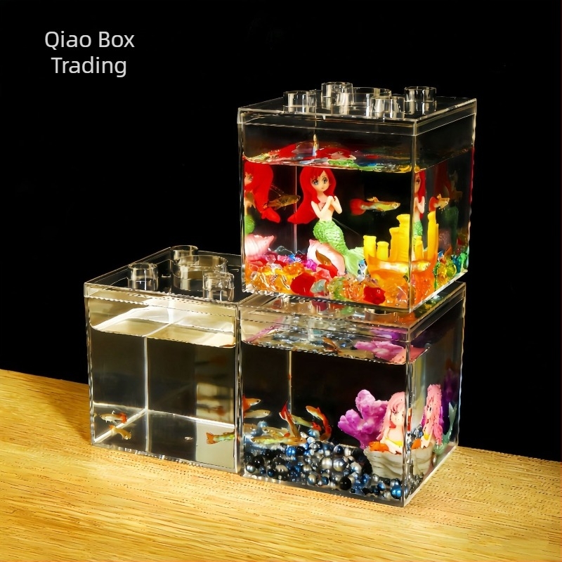 PS πλαστικό τετράγωνο κουτί με καπάκι για επιτραπέζιο ενυδρείο, χωρητικότητα 850 ml, πάχος τοιχώματος 2 mm, εκτύπωση λογότυπου