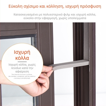 Λωρίδα στεγανοποίησης πόρτας και παραθύρου - αυτοκόλλητο σφουγγάρι για στεγανοποίηση από τον αέρα, ηχομόνωση και προστασία από κρούσεις για γυάλινες πόρτες