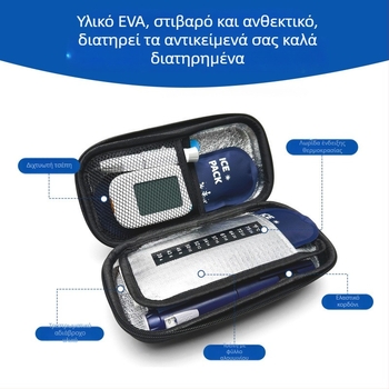 Κουτί ψύξης ινσουλίνης 2–8°C, φορητό αδιάβροχο EVA τσαντάκι για ινσουλίνη με μόνωση