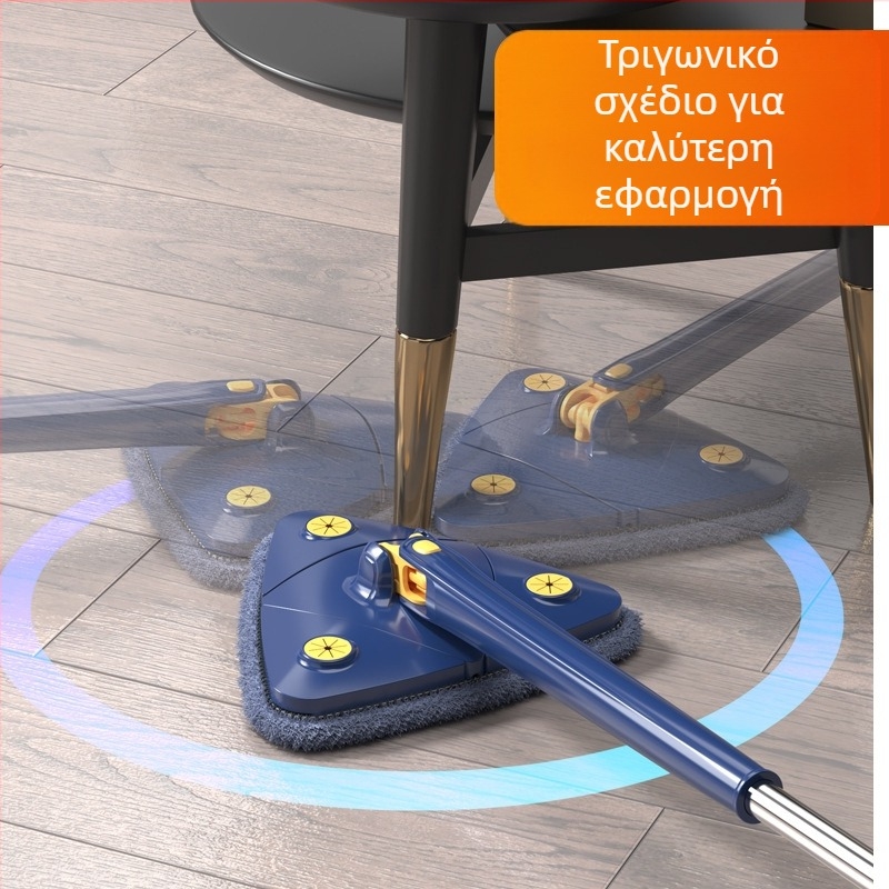 Νέος τρίγωνος περιστρεφόμενος σφουγγαρίστρα οικιακής χρήσης — στύψιμο χωρίς χέρια, μικροϊνές