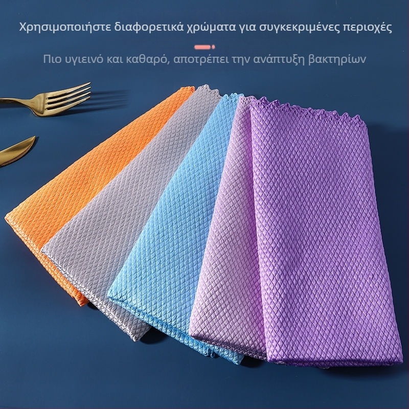 Πιατοπετσέτα από μικροϊνες με σχέδιο ψαριού, απορροφητική, διπλής χρήσης για στεγνό και βρεγμένο καθάρισμα γυάλινων επιφανειών.