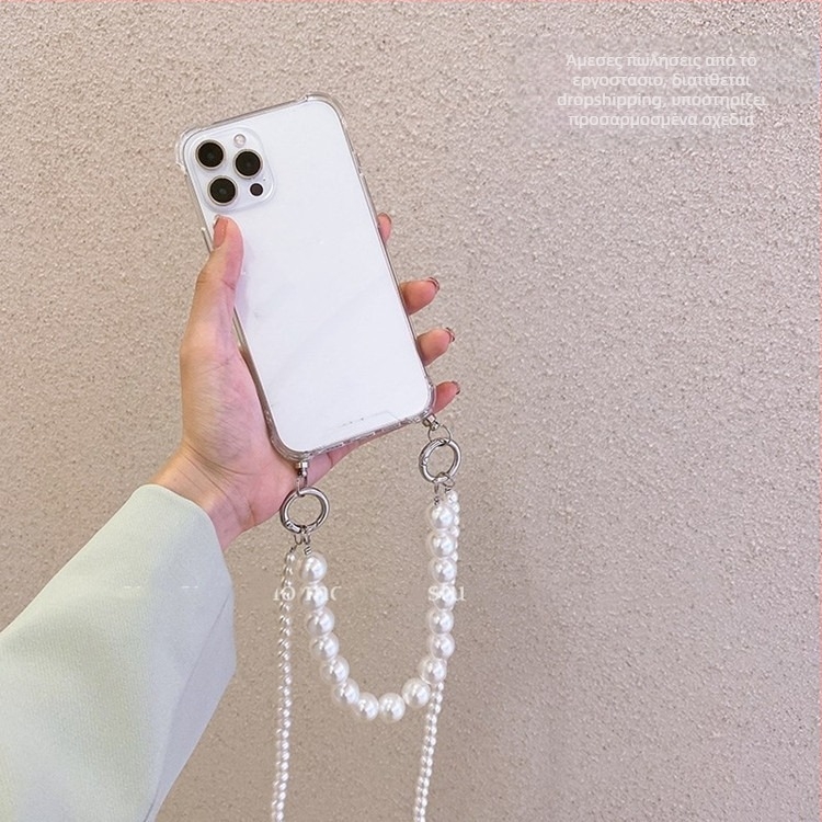 Yongyu λουράκι λαιμού με μεγάλες χάντρες μαργαριριού για TPU θήκη iPhone — συμβατό με iPhone X, 8 Plus, 7, XR, 11, 12 Pro Max