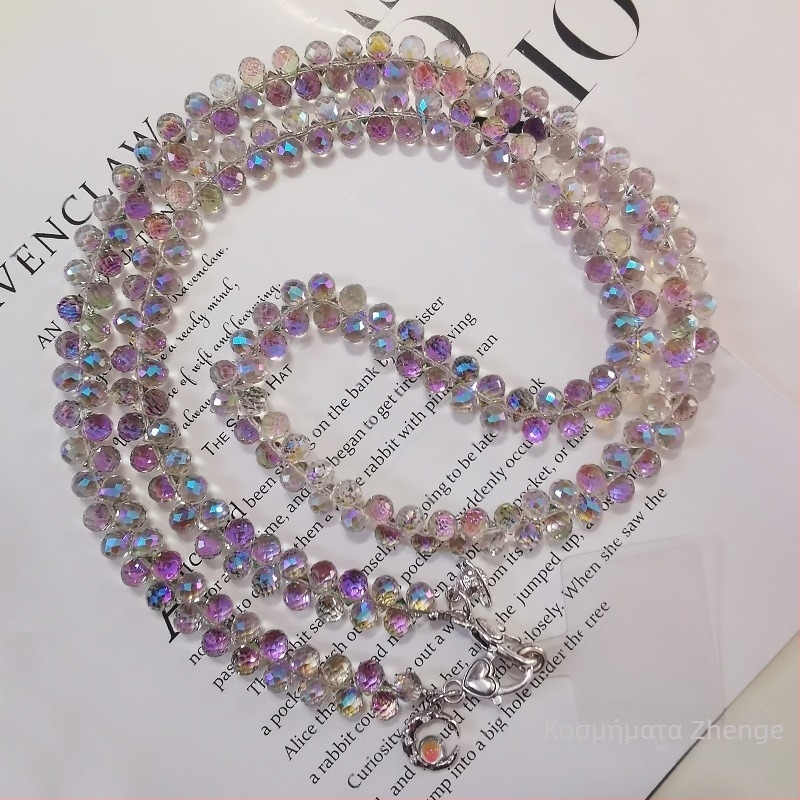 Κρυστάλλινη μακριά αλυσίδα, χειροποίητη, για κινητό τηλέφωνο και τσαντάκι, πολυλειτουργικό γυναικείο κόσμημα με γεωμετρικό σχέδιο