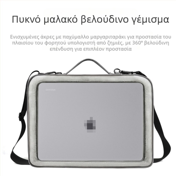 Unisex τσάντα λάπτοπ από δέρμα προβάτου – αδιάβροχη, ανθεκτική στη φθορά και στην κοπή, με ριγέ εξωτερικό και επένδυση πολυεστέρα