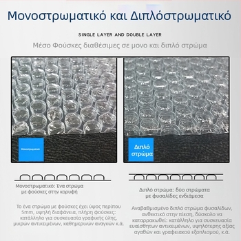 Ρολό φιλμ φυσαλίδων για συσκευασία, παχύ, μεσαία φυσαλίδες, πάχος 5–6, διάμετρος 10 mm, ύψος 4 mm, πυκνότητα 10