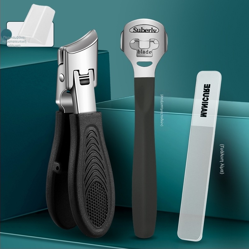 Νυχοκοπτικά νυχιών ποδιών με μεγάλο άνοιγμα, αντι-πιτσιλίσματα, κεκλιμένο στόμιο, πλαστικό + ανοξείδωτο ατσάλι