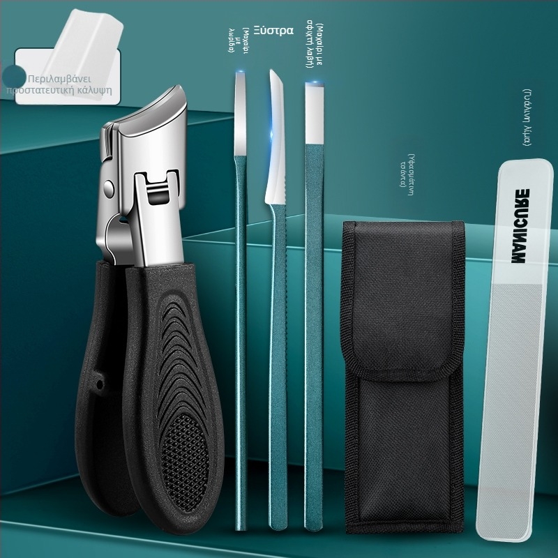 Νυχοκοπτικά νυχιών ποδιών με μεγάλο άνοιγμα, αντι-πιτσιλίσματα, κεκλιμένο στόμιο, πλαστικό + ανοξείδωτο ατσάλι