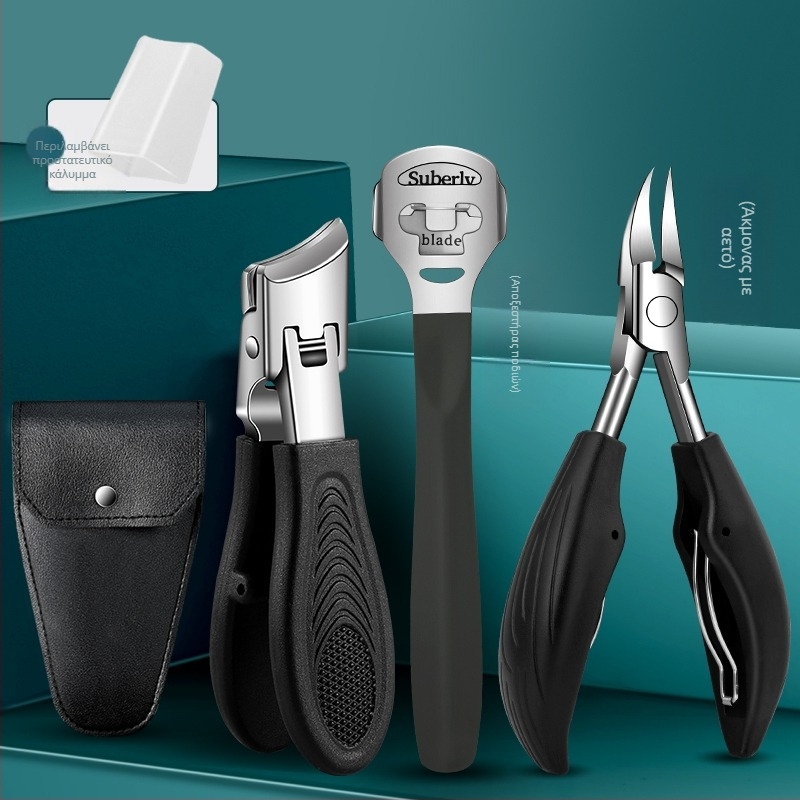 Νυχοκοπτικά νυχιών ποδιών με μεγάλο άνοιγμα, αντι-πιτσιλίσματα, κεκλιμένο στόμιο, πλαστικό + ανοξείδωτο ατσάλι